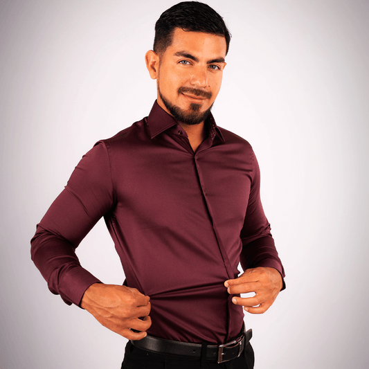 Camisa Vino Algodón Stretch Slim Fit - BARBADENS