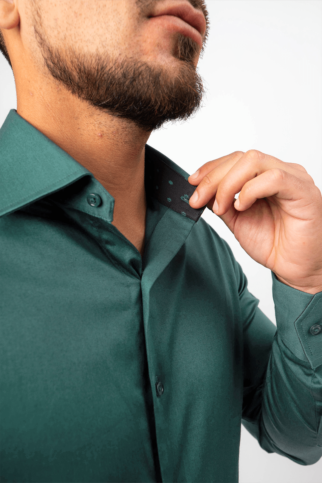 Camisa Verde Jade Algodón Stretch Slim Fit