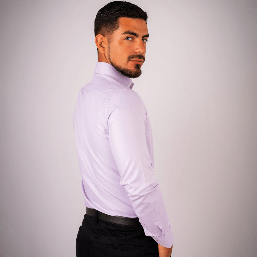 Camisa Lila Dobby 100% Algodón Pima Slim Fit - BARBADENS