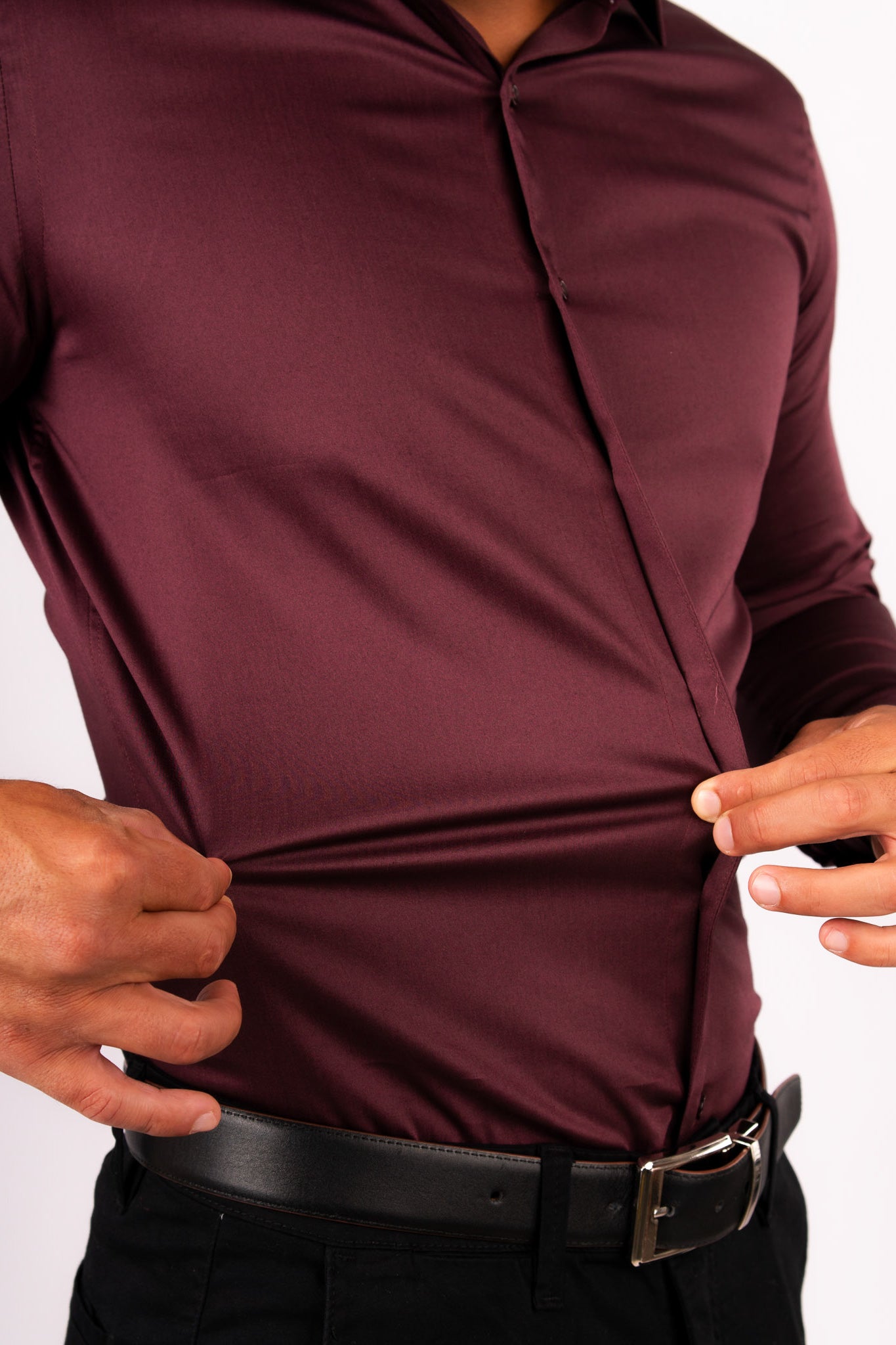 Preventa - Camisa Vino Algodón Stretch Slim Fit