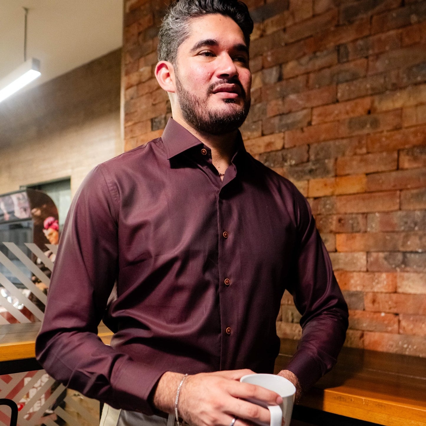 Camisa Vino Royal Oxford 100% Algodón Pima Slim Fit - BARBADENS