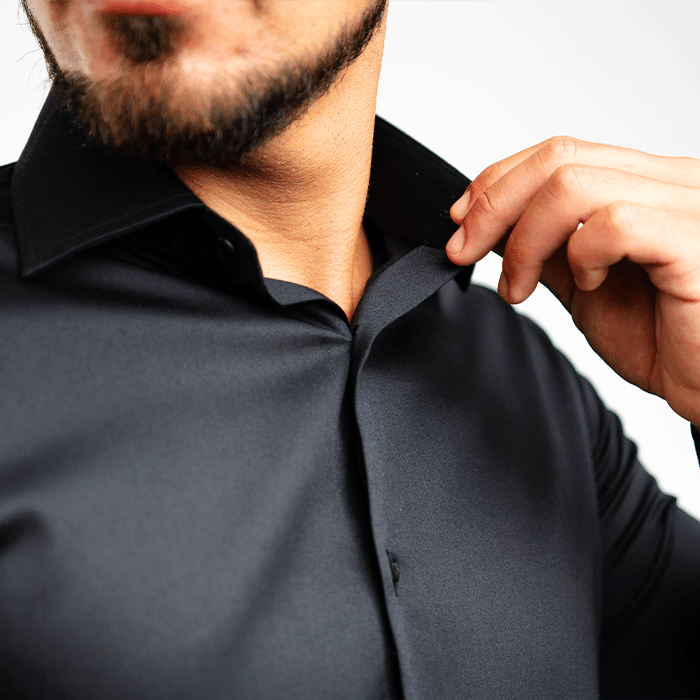 Camisa Negra Algodón Stretch Slim Fit - BARBADENS