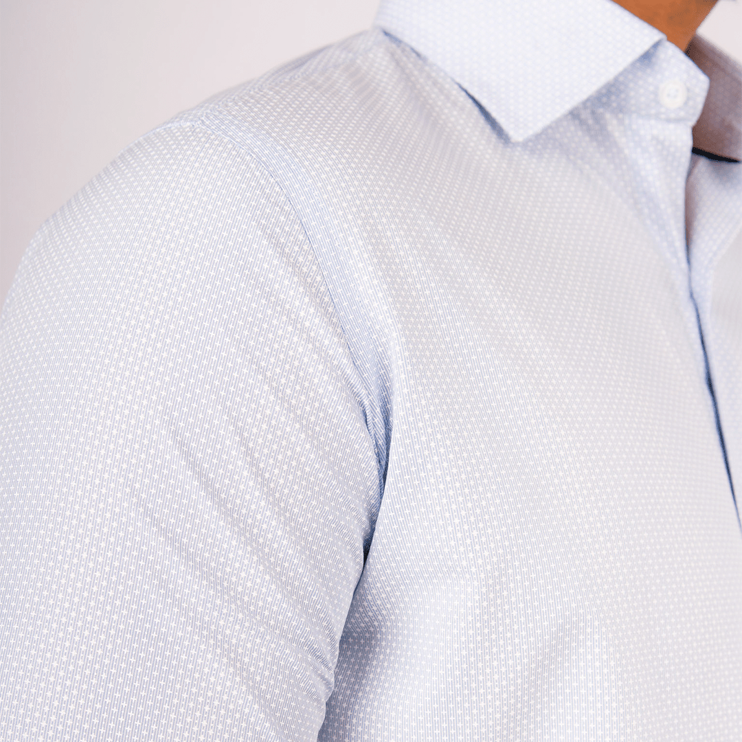 Camisa Slim Fit Algodón Pima Celeste Est. - BARBADENS