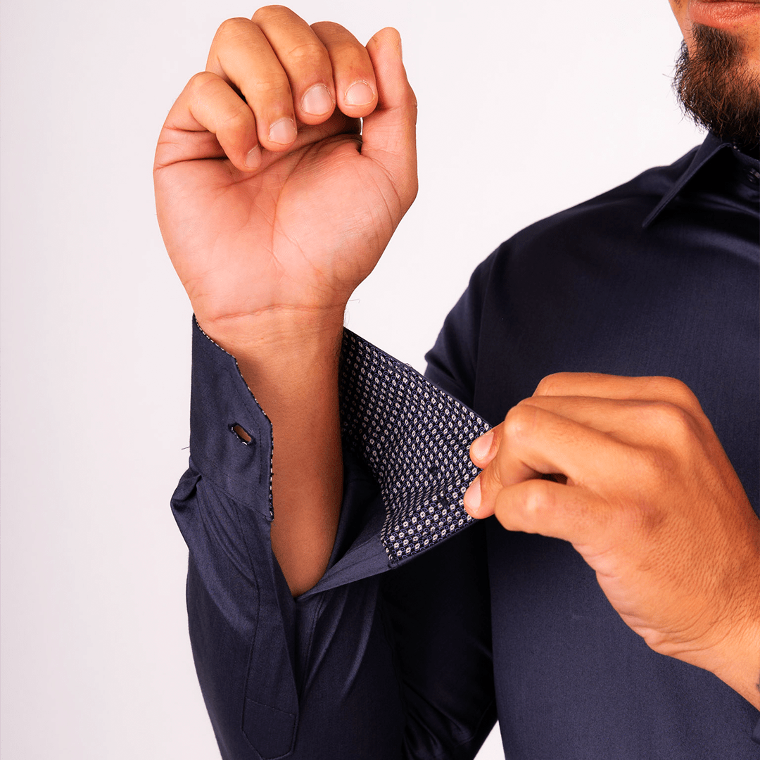 Camisa Azul Mora Algodón Stretch Slim Fit - BARBADENS