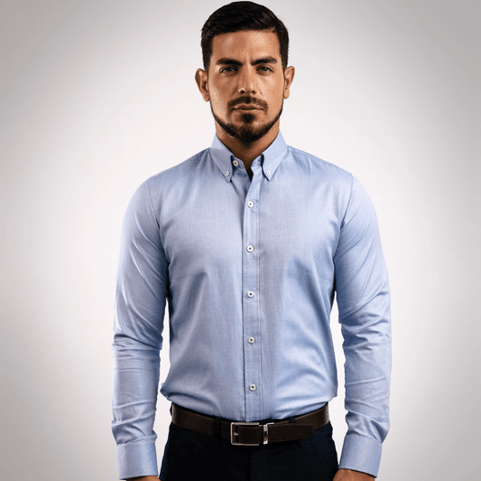 Camisa Azurro Royal Oxford 100% Algodón Pima - BARBADENS