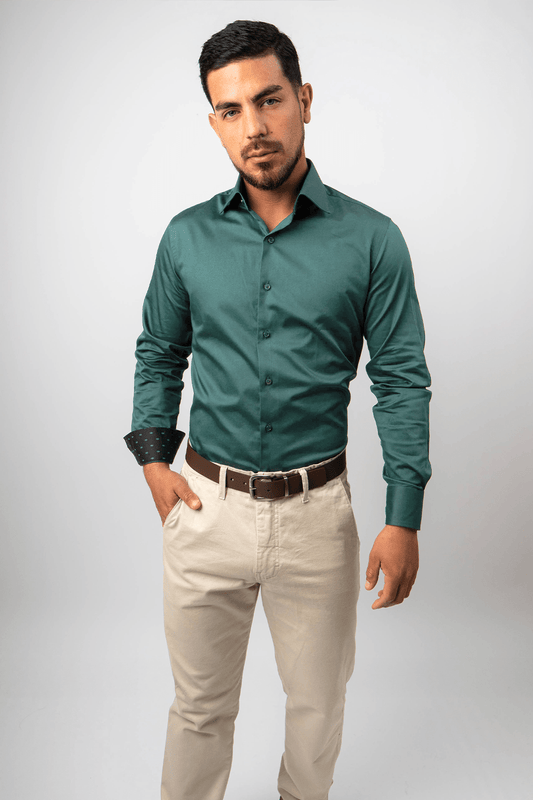 Camisa Verde Jade Algodón Stretch Slim Fit