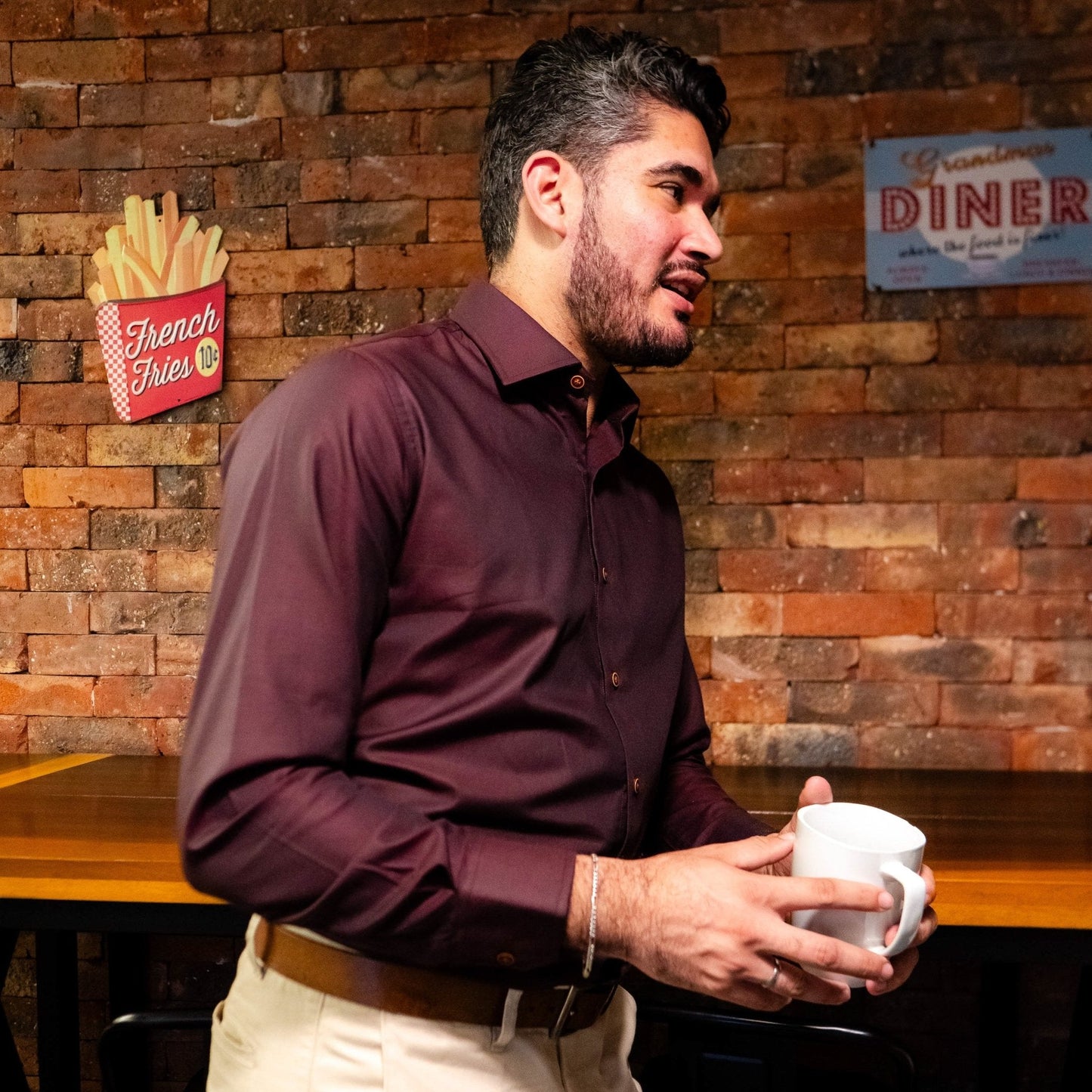 Camisa Vino Royal Oxford 100% Algodón Pima Slim Fit - BARBADENS