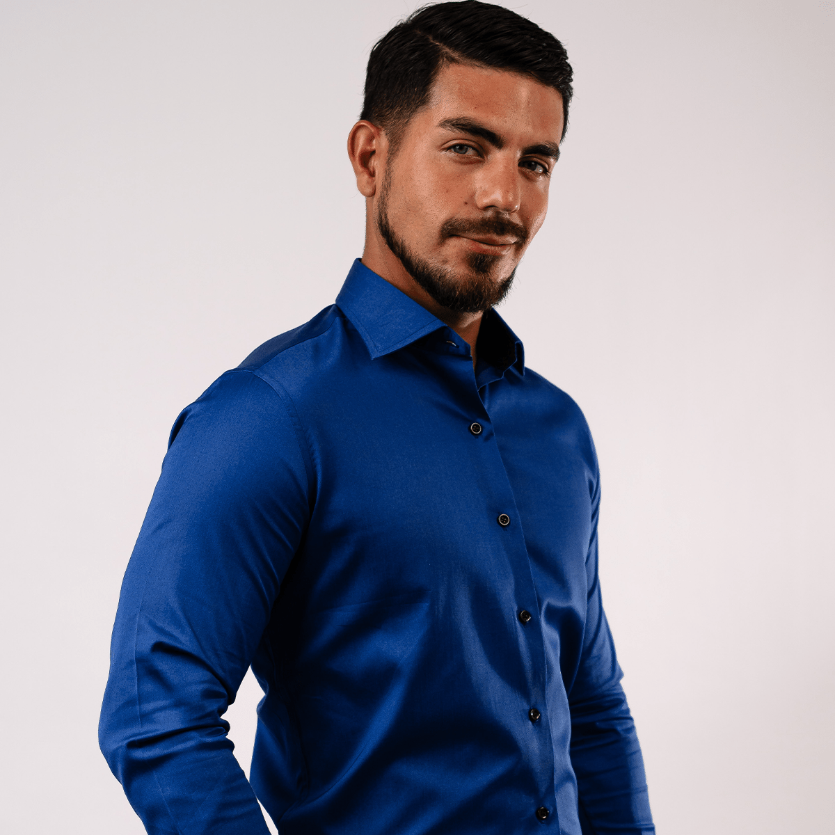 Camisa Azurro Algodón Stretch Slim Fit - BARBADENS