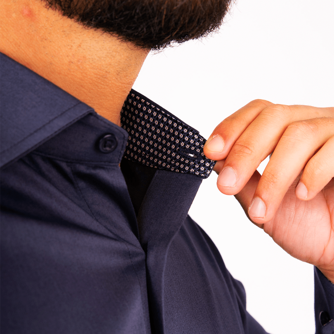 Camisa Azul Mora Algodón Stretch Slim Fit - BARBADENS