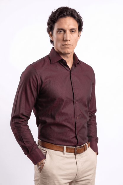 Camisa Vino Royal Oxford 100% Algodón Pima Slim Fit