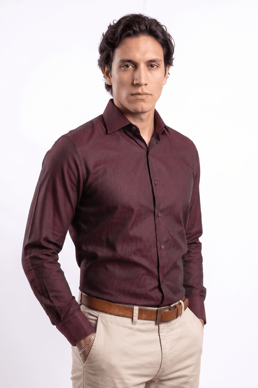 Camisa Vino Royal Oxford 100% Algodón Pima Slim Fit
