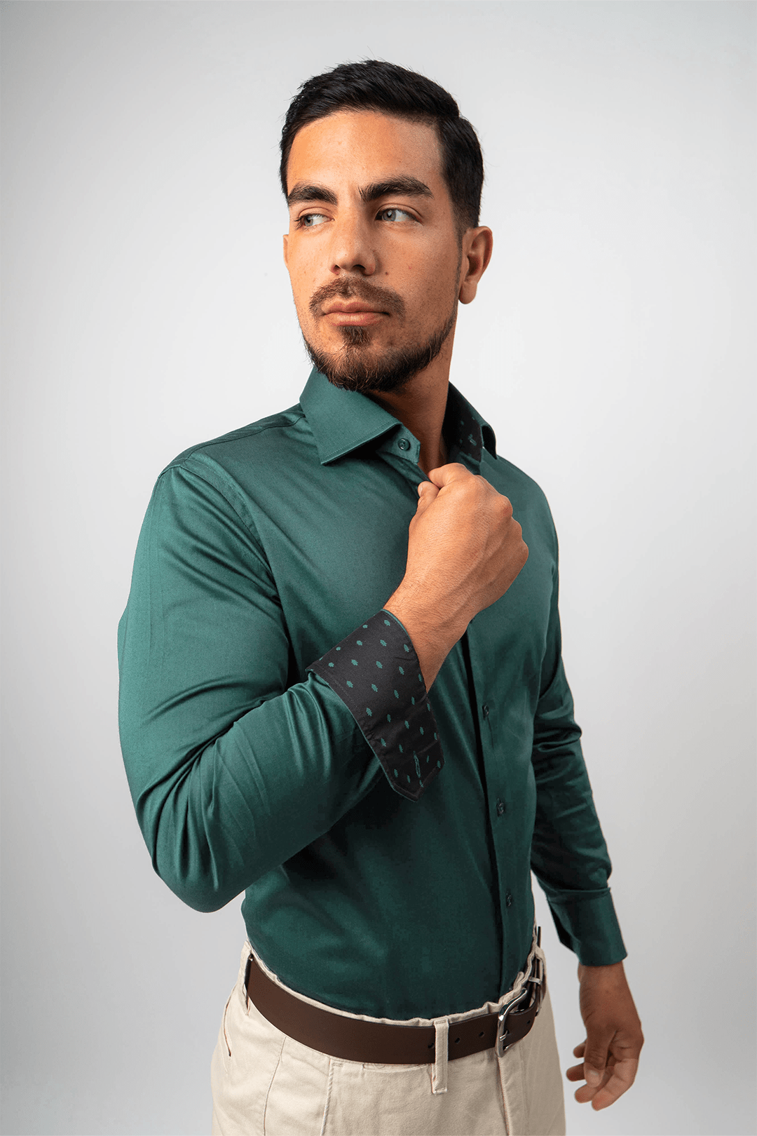 Camisa Verde Jade Algodón Stretch Slim Fit