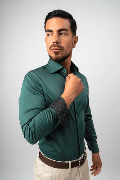 Camisa Verde Jade Algodón Stretch Slim Fit