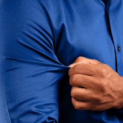 Camisa Azurro Algodón Stretch Slim Fit - BARBADENS