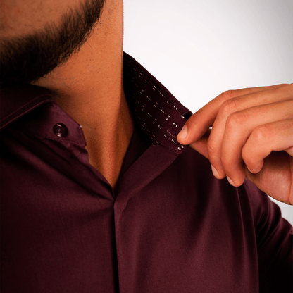 Camisa Vino Algodón Stretch Slim Fit - BARBADENS