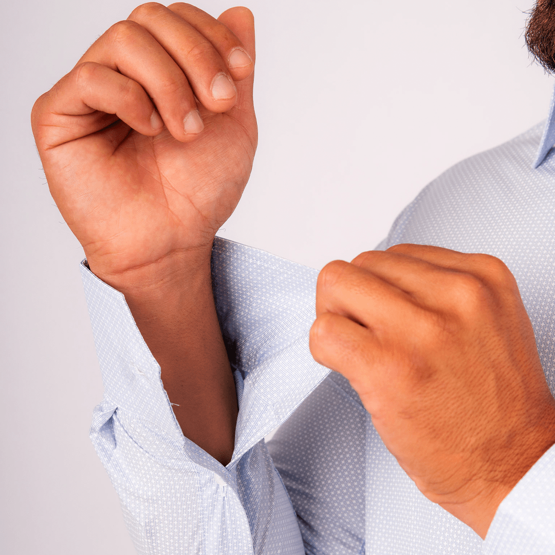 Camisa Slim Fit Algodón Pima Celeste Est. - BARBADENS