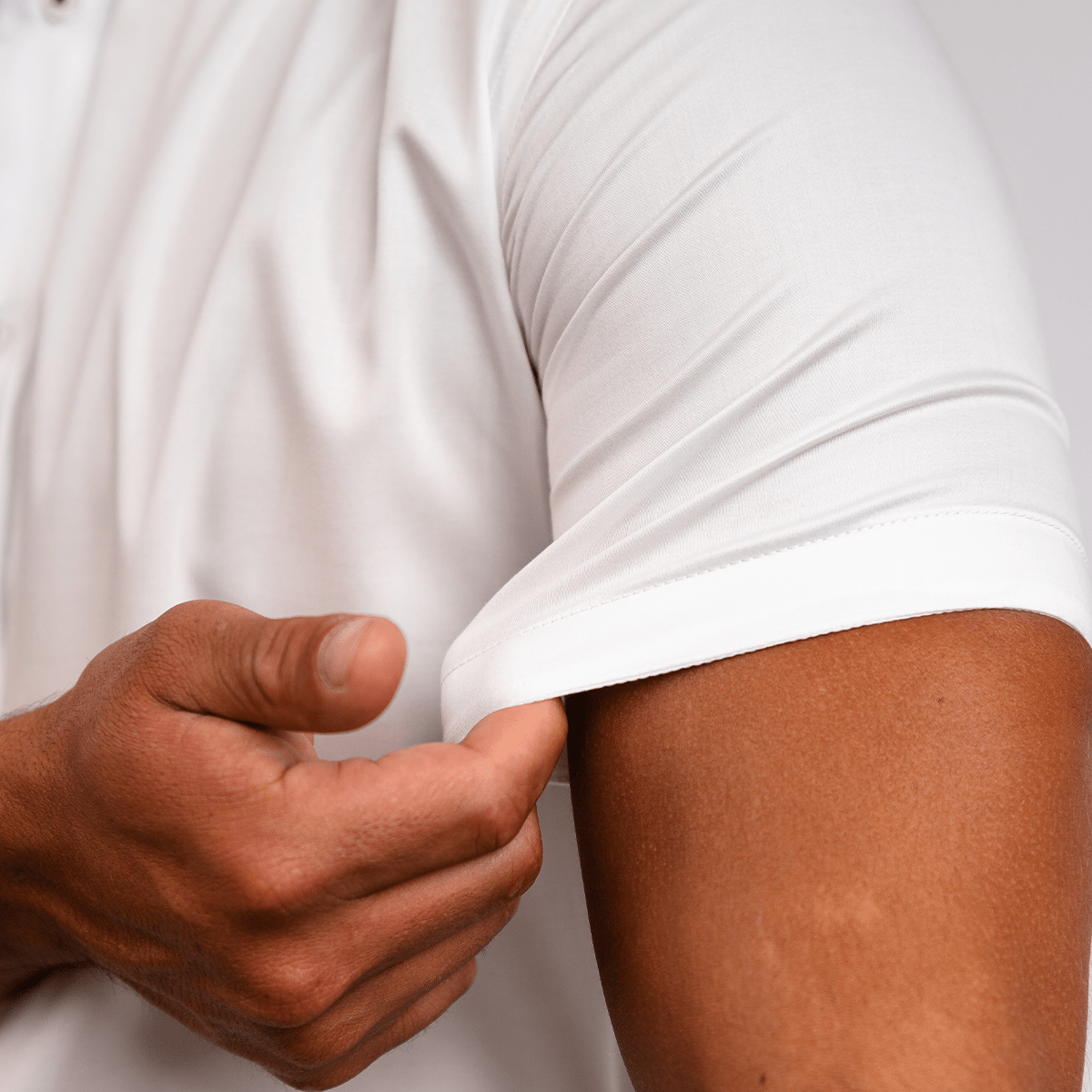 Camisa Algodón Stretch Blanca Manga Corta Slim Fit - BARBADENS