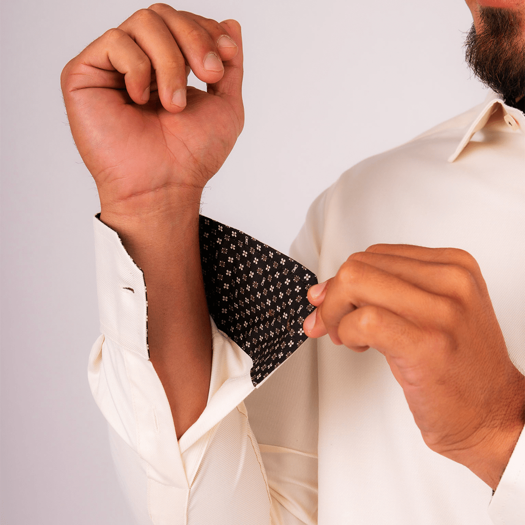 Camisa Slim Fit Algodón Pima Crema - BARBADENS