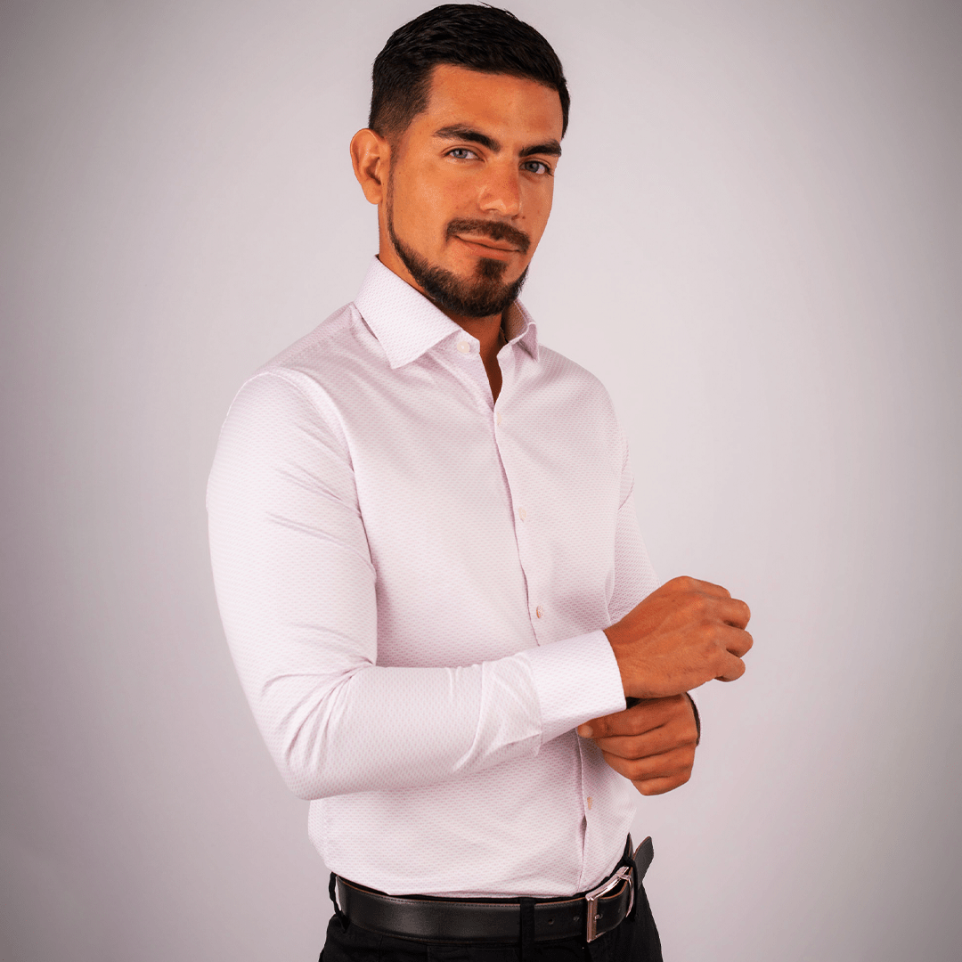 Camisa Slim Fit Algodón Pima Blanco Est. - BARBADENS