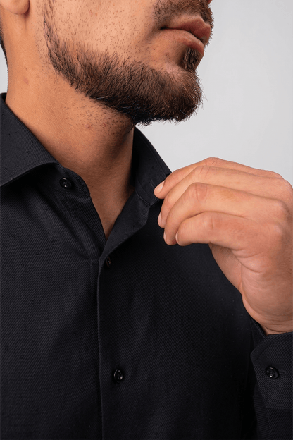 Camisa Negra Dobby 100% Pima Slim Fit