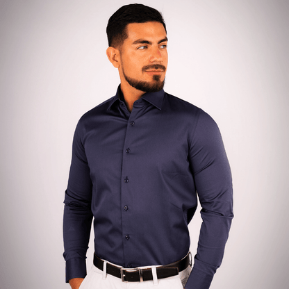 Camisa Azul Mora Algodón Stretch Slim Fit - BARBADENS