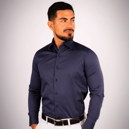 Camisa Azul Mora Algodón Stretch Slim Fit - BARBADENS
