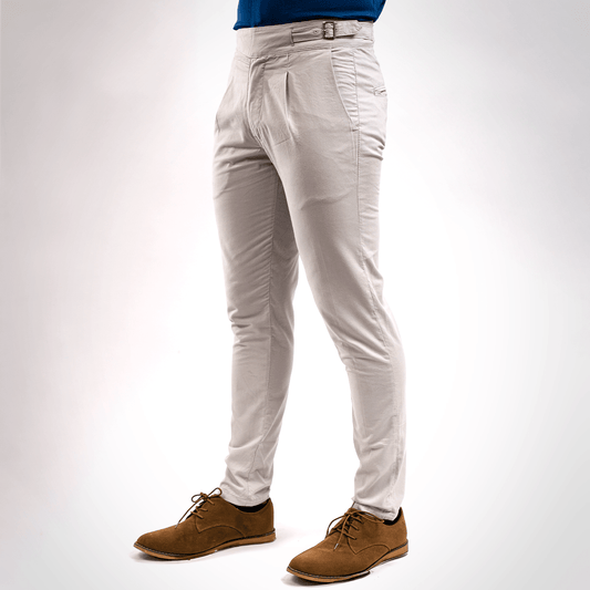 Pantalón Gurkha Gris Algodón Stretch Slim Fit - BARBADENS