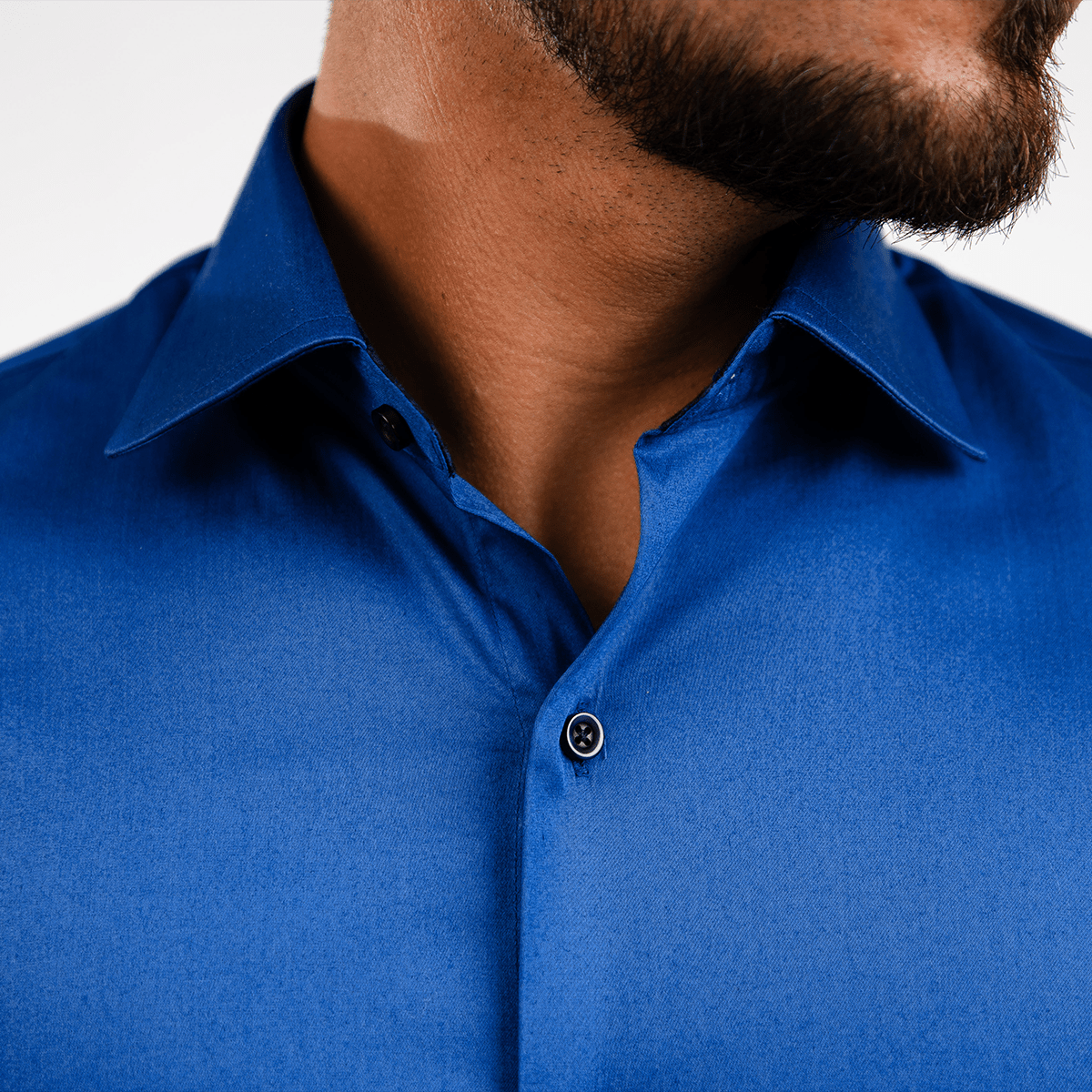 Camisa Azurro Algodón Stretch Slim Fit - BARBADENS