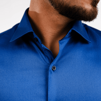 Camisa Azurro Algodón Stretch Slim Fit - BARBADENS