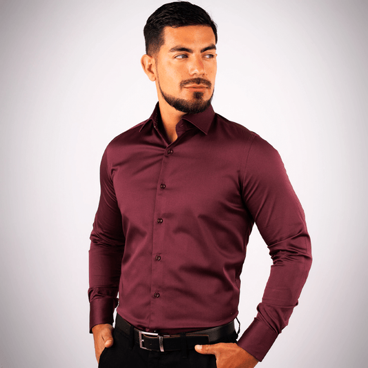 Camisa Vino Algodón Stretch Slim Fit - BARBADENS