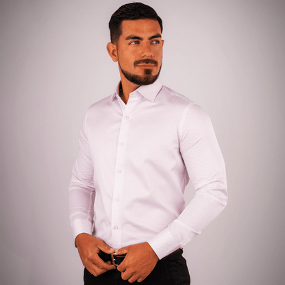 Camisa Slim Fit Algodón Pima Blanco Est. - BARBADENS