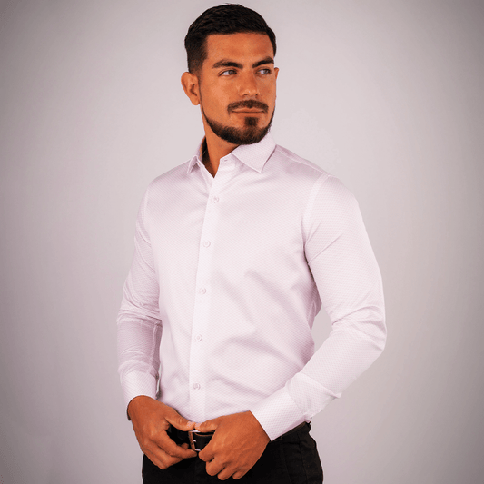 Camisa Slim Fit Algodón Pima Blanco Est. - BARBADENS