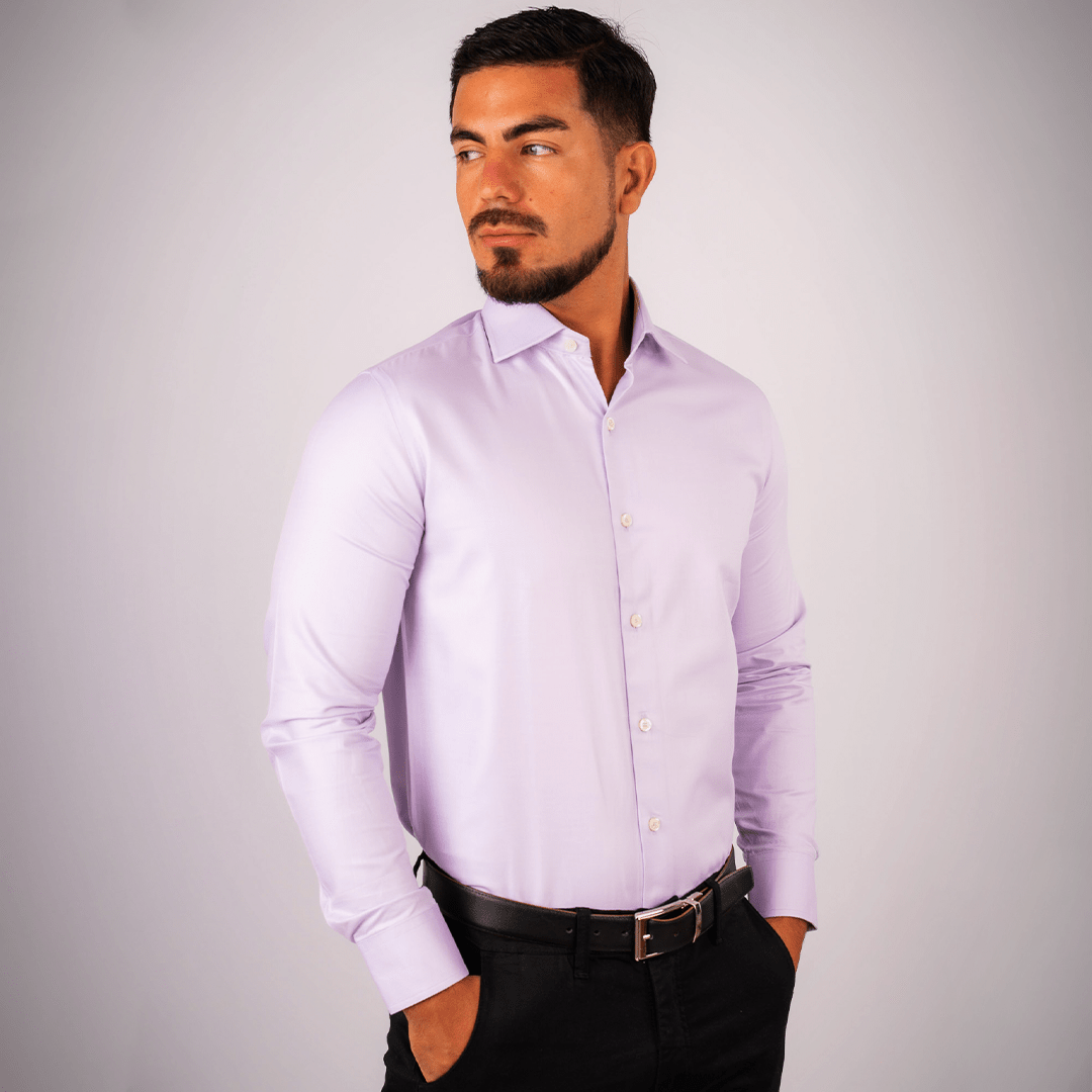 Camisa Lila Dobby 100% Algodón Pima Slim Fit - BARBADENS
