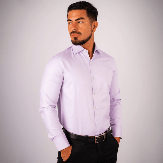 Camisa Lila Dobby 100% Algodón Pima Slim Fit - BARBADENS