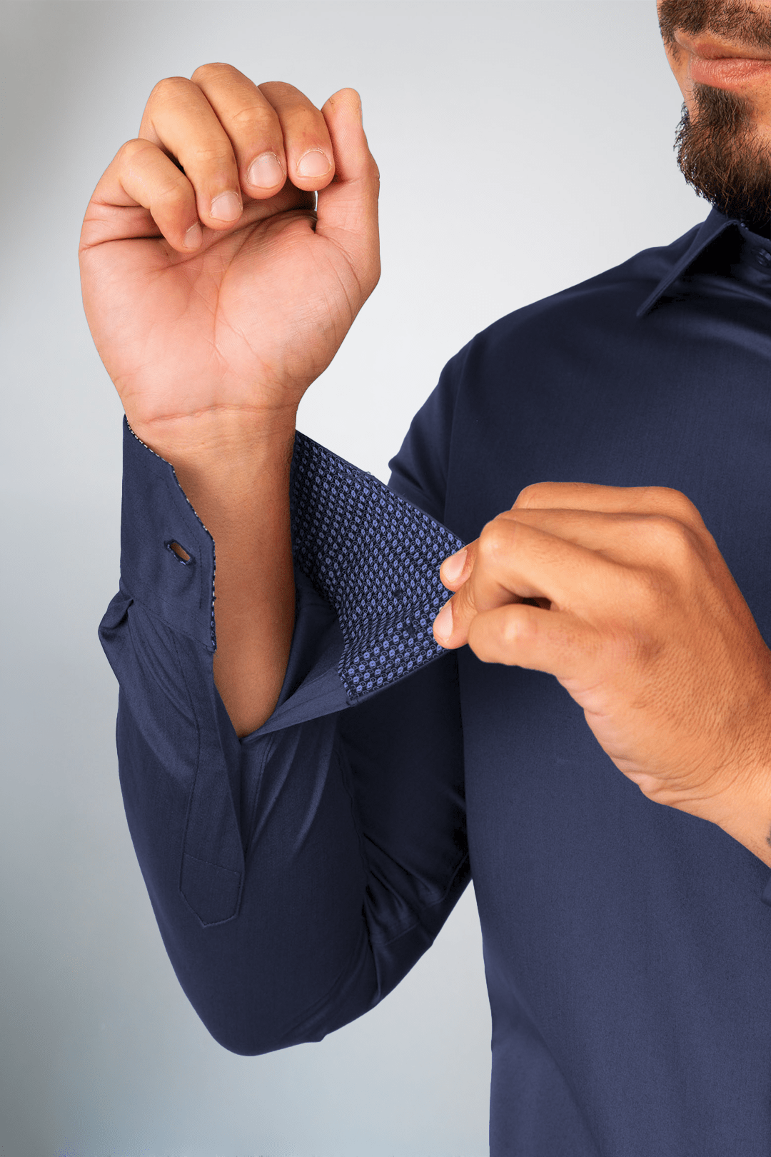 Camisa Azul Acero Algodón Stretch Slim Fit