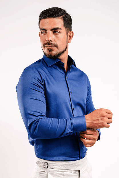 Camisa Azul Marino Algodón Stretch