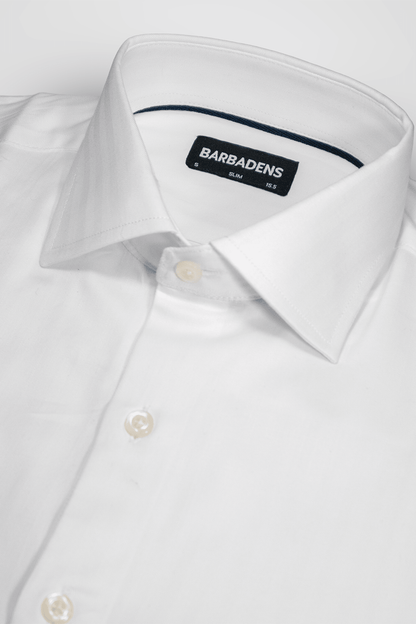 Camisa Blanca Labrada Algodón Stretch Slim Fit