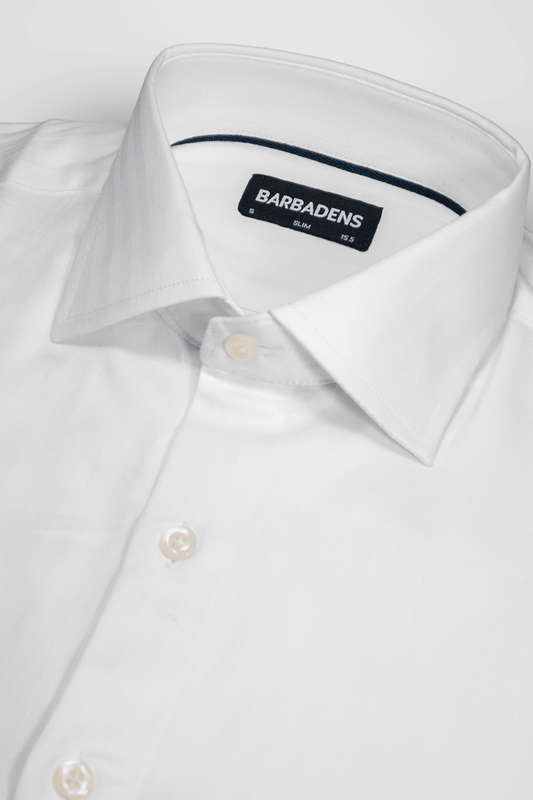 Camisa Blanca Labrada Algodón Stretch Slim Fit