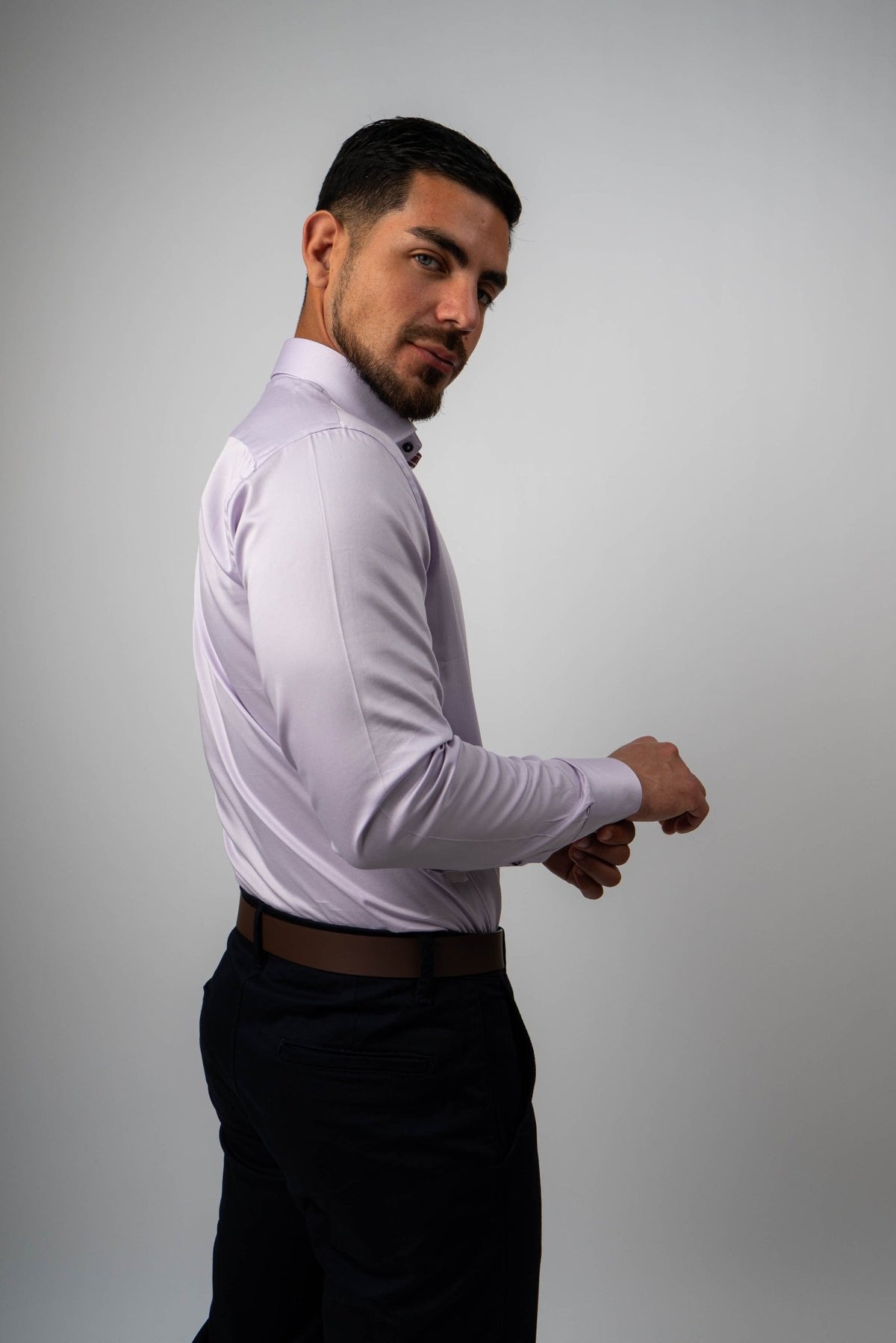 Camisa Lila Algodón Stretch Slim Fit