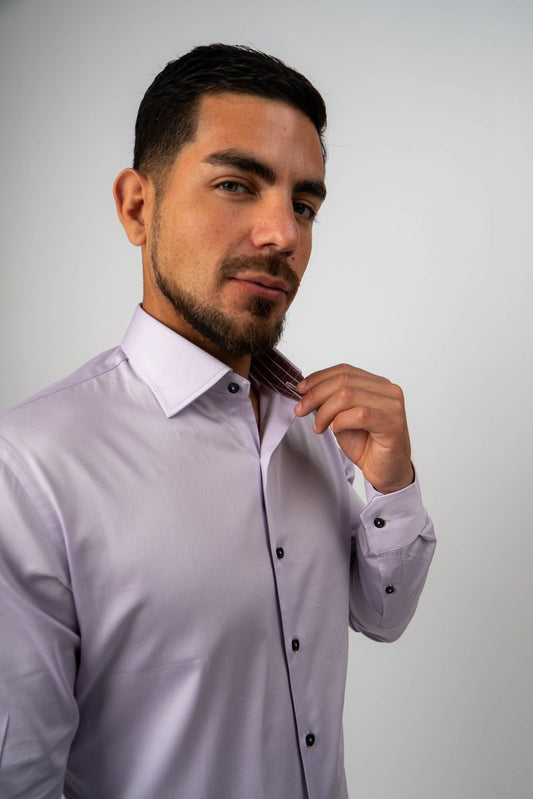 Camisa Lila Algodón Stretch Slim Fit
