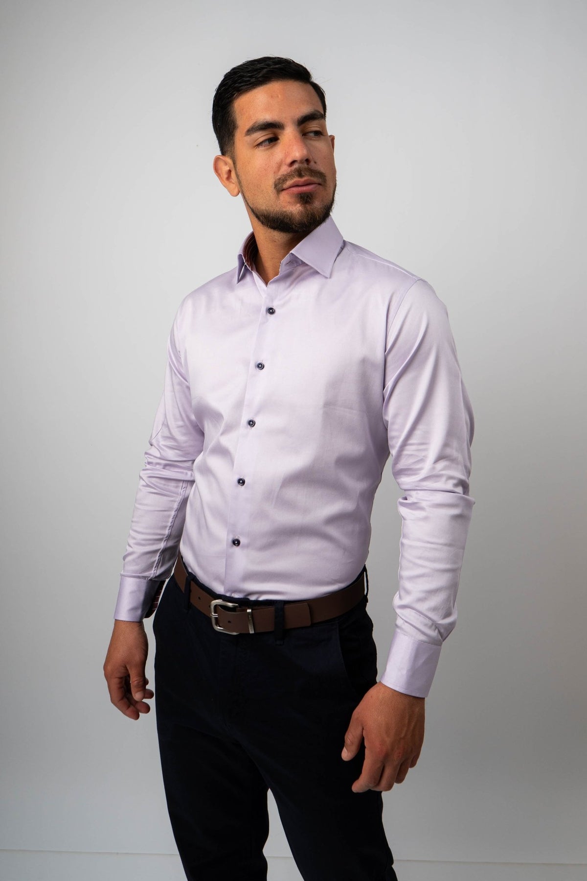 Camisa Lila Algodón Stretch Slim Fit