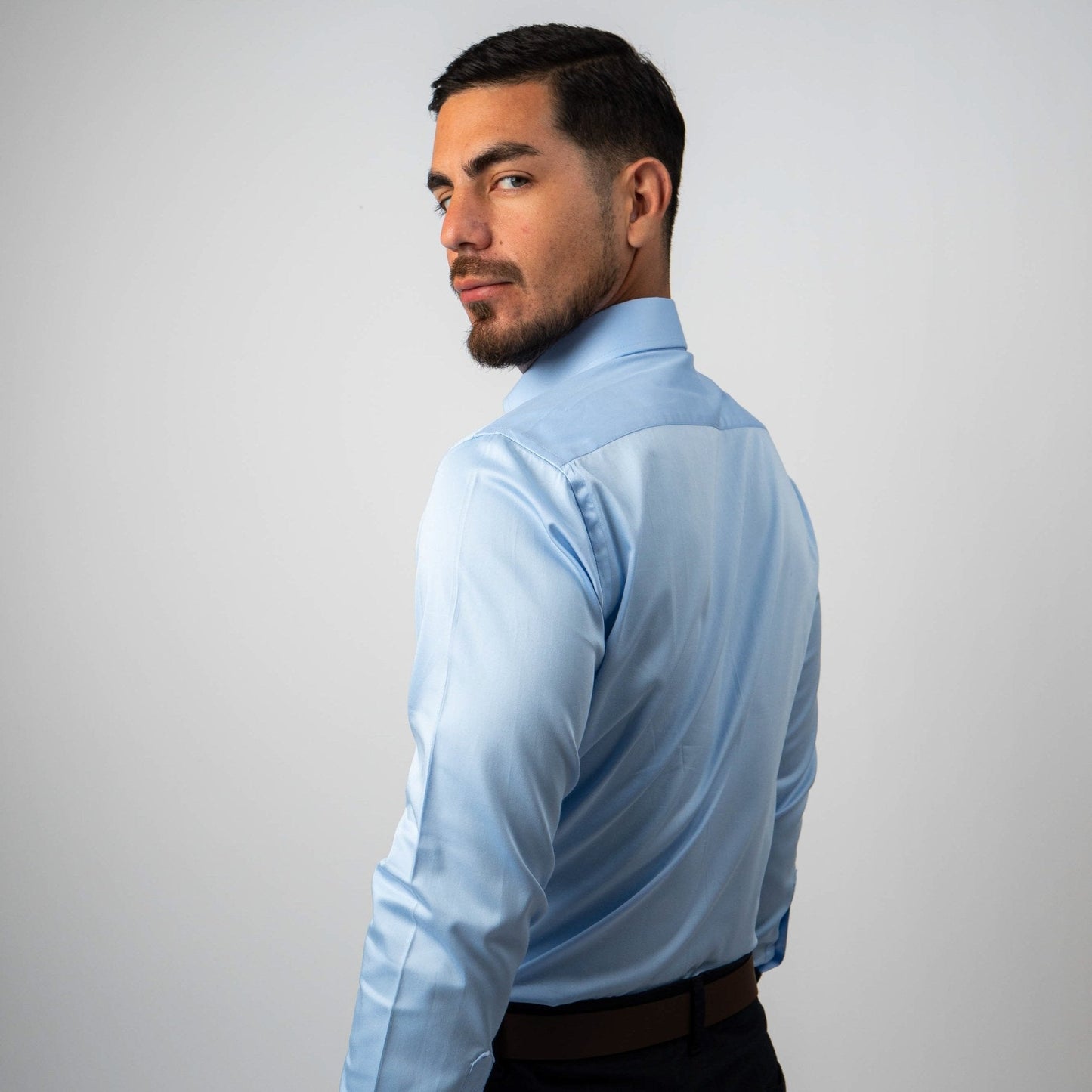 Camisa Celeste Algodón Stretch Slim Fit - BARBADENS