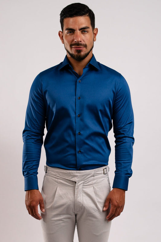 Preventa - Camisa Azurro Algodón Stretch Slim Fit