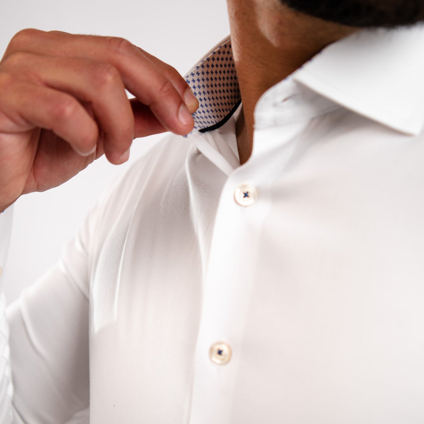 Camisa Blanca Contraste Algodón Stretch Slim Fit - BARBADENS
