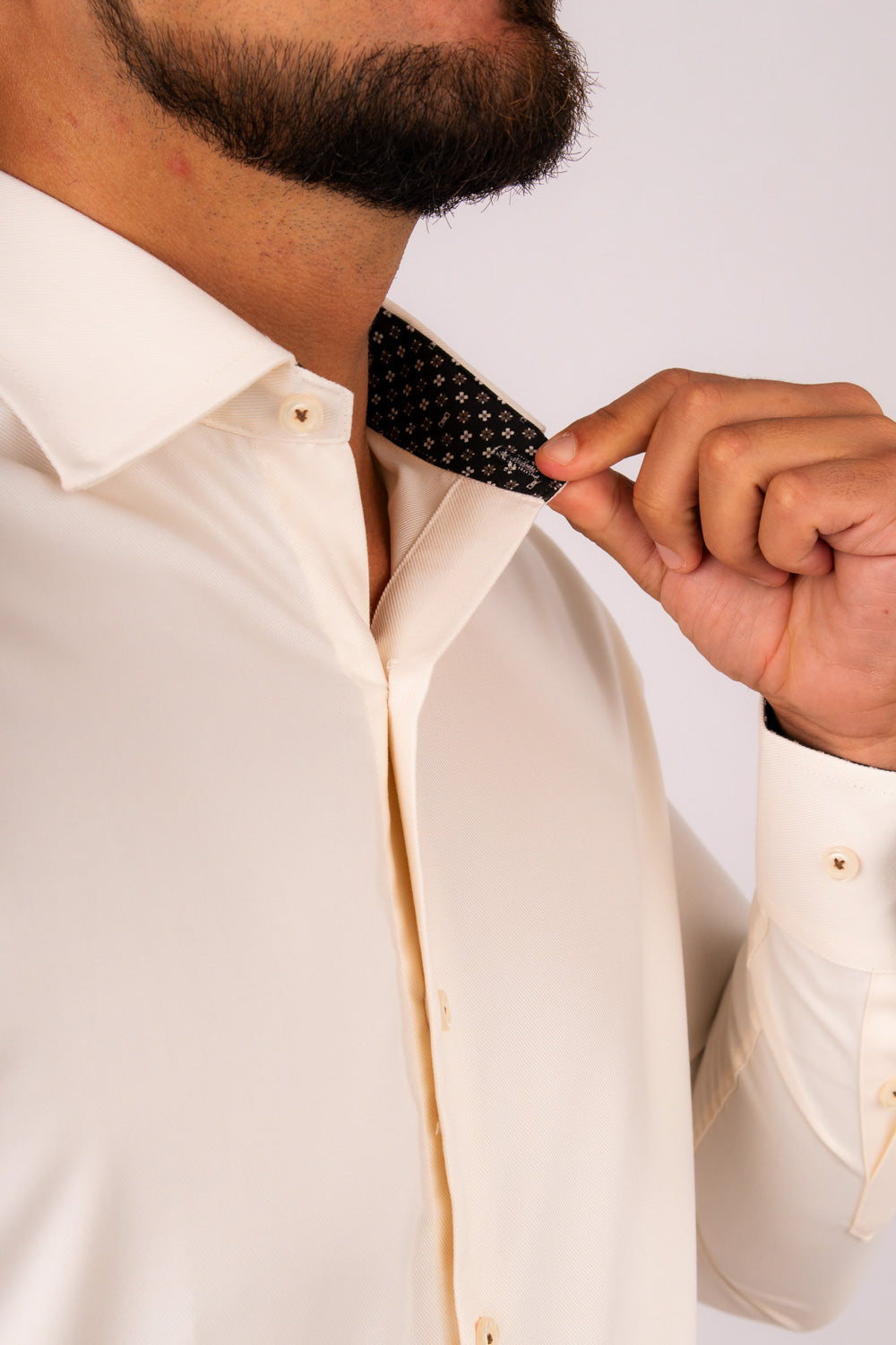 Camisa Slim Fit Algodón Pima Crema