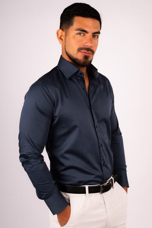 Preventa - Camisa Azul Acero Algodón Stretch Slim Fit