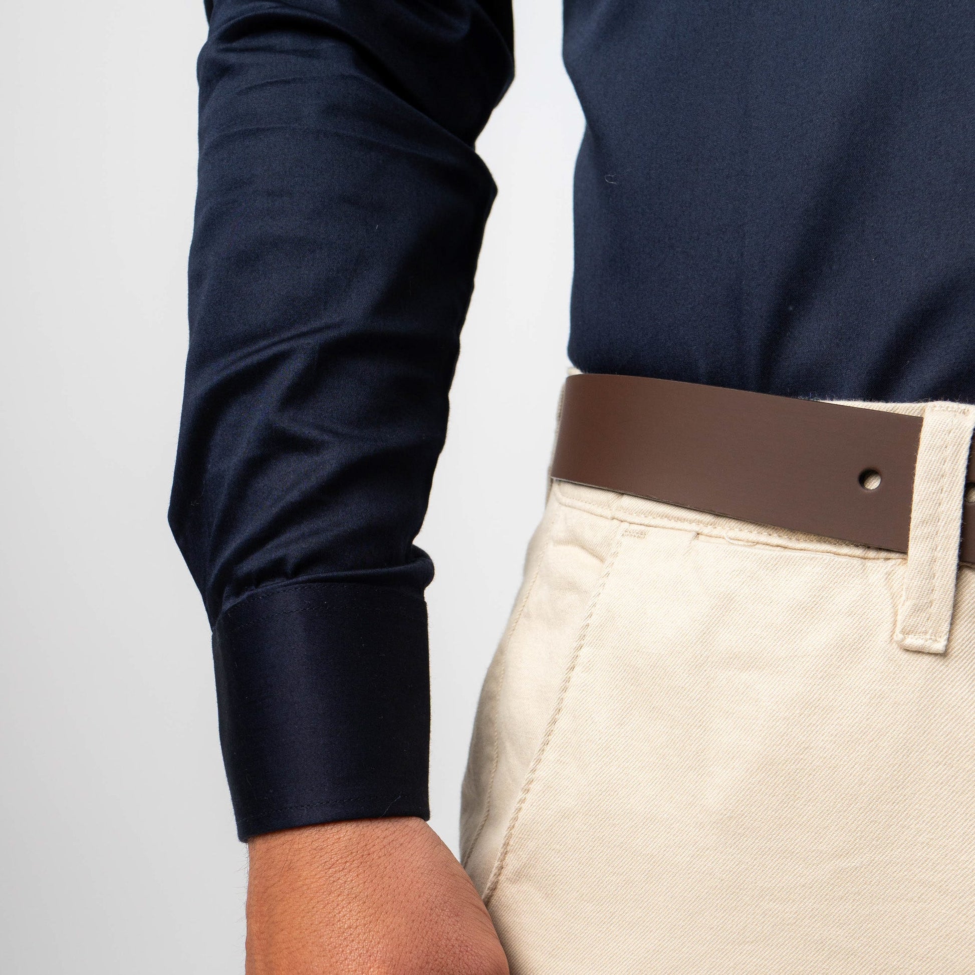 Camisa Azul Noche Contraste Algodón Stretch Slim Fit - BARBADENS