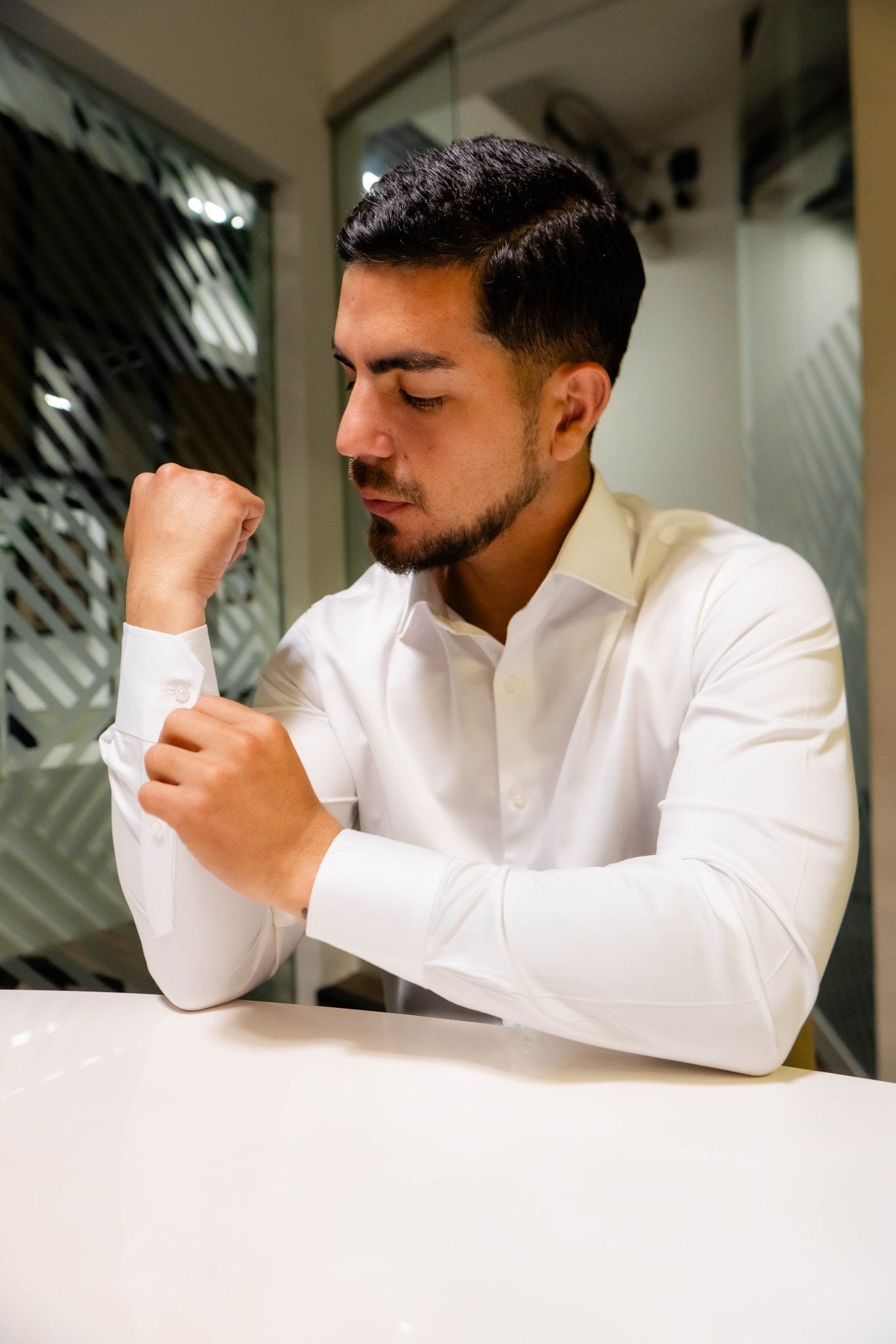 Camisa Blanca Algodón Stretch Slim Fit