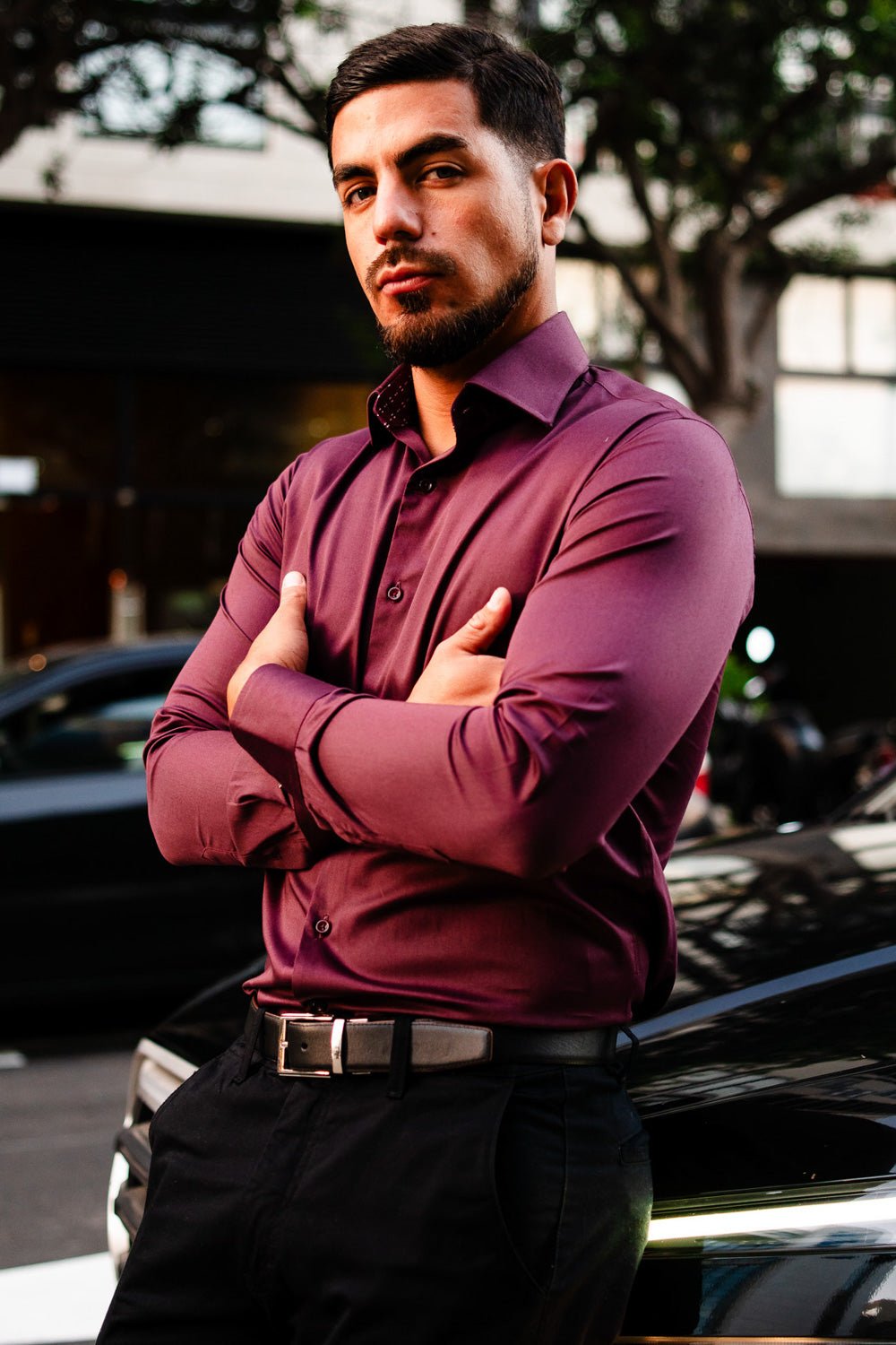 Camisa Vino Algodón Stretch Slim Fit