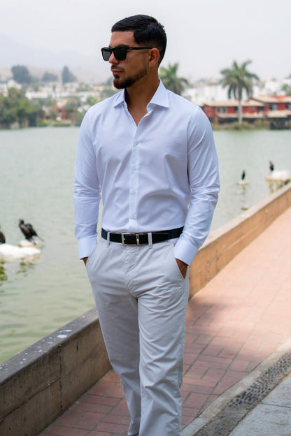 Camisa Blanca Antifluido Algodón Pima Slim Fit